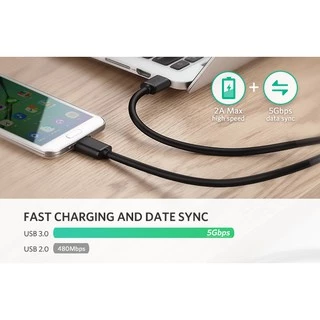 UGREEN รุ่น US130 สายเคเบิ้ล USB3.0 to Micro-B3.0 Gold-plated ความยาวสาย 0.25-2 เมตร