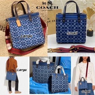 COACH Denim Signature Logo Field Tote Bag