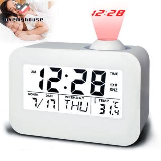 ☁ி☁ Electronic LCD Projector Alarm Clock Time Temperature Digital Display Desk Table Bedside Clocks Voice Talking Calendar