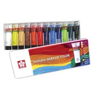 Sakura Acrylic Color XAC20-12 สีอะคริลิค ซากุระ 20 ml. บรรจุ 12 สี