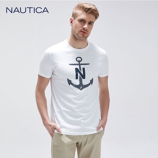 [S-5XL]Nautica/nudica เสื้อยืดแขนสั้น คอกลม แฟชั่นฤดูร้อน สําหรับผู้ชาย