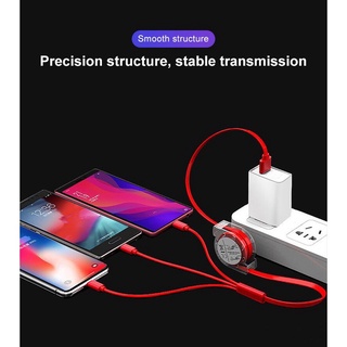 3 in 1 สายชาร์จโทรศัพท์มือถือ Micro USB Type C ยืดหดได้ สําหรับ iPhone 12 11 13 Pro Max