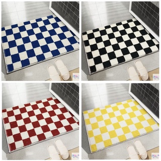 พร้อมส่ง พรมเช็ดเท้าห้องน้ำ 40*60 60*90cm พรมเช็ดเท้า พรมตารางหมากรุก พรมลายตาราง พรมมินิมอล พรมกันลื่น