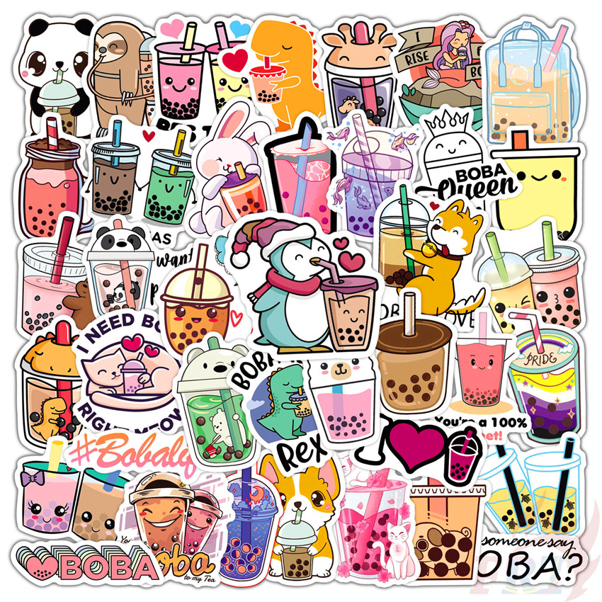 I Love Drinking Series 01 สติ๊กเกอร์ชานมไข่มุก 50 ชิ้น/เซ็ต DIY แฟชั่นสติ๊กเกอร์ Doodle กันน้ํา