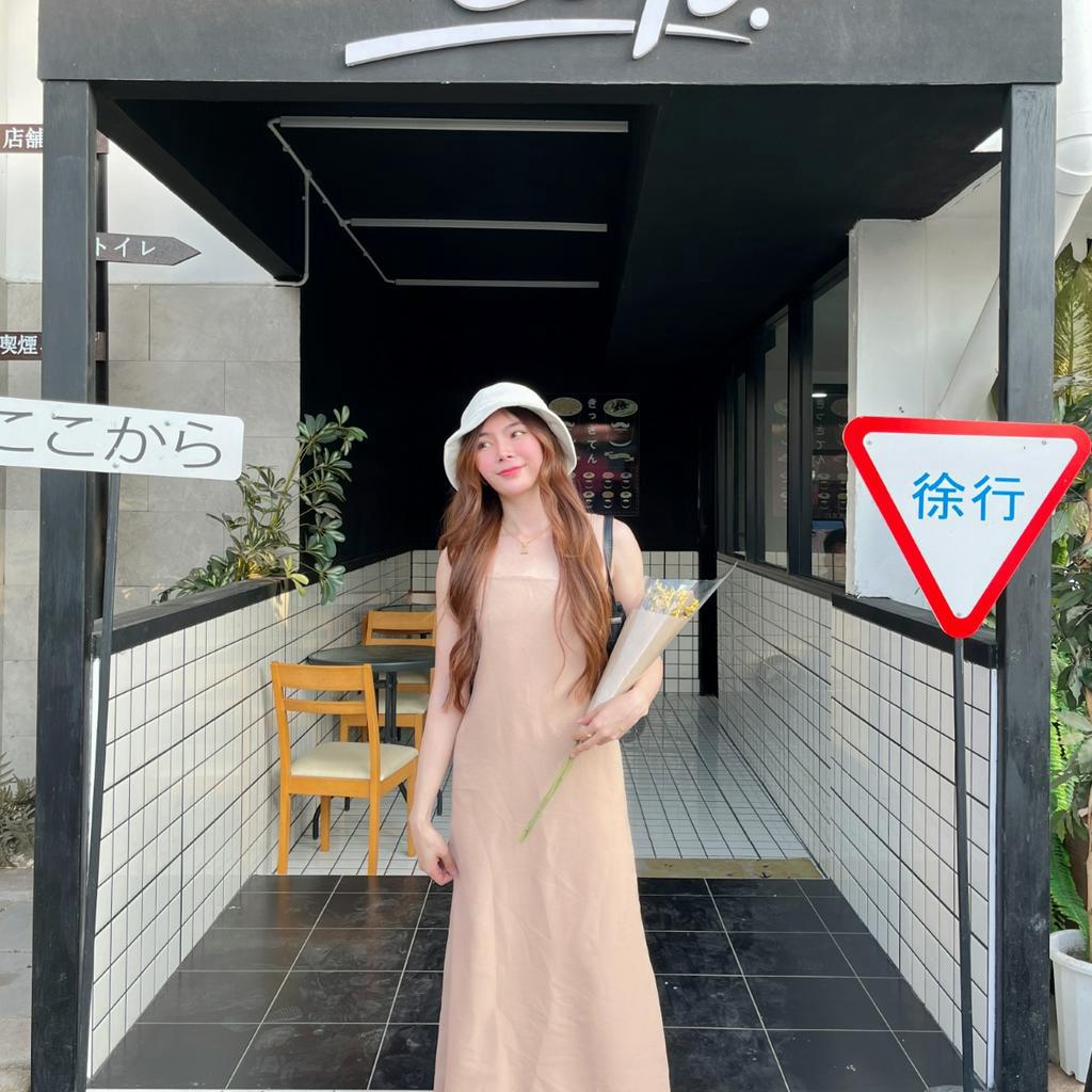 🌈 MesubShop 🌈 แม๊กซี่เดรส ผ้าด๊อบบี้ ทรงสายเดี่ยว ดีเทลแต่งโชว์หลัง ใส่เที่ยวทะเล ใส่เล่นคือได้หมด รุ่น เจ้าหญิง - รูปที่ 4