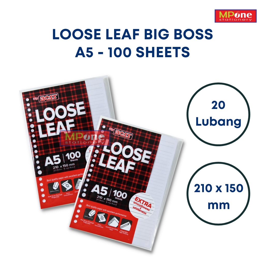Big Boss Loose Leaf A5 Binder เนื้อหา 100 แผ่น / เนื้อหา Binder ขนาด A5 Big Boss - 100 แผ่น