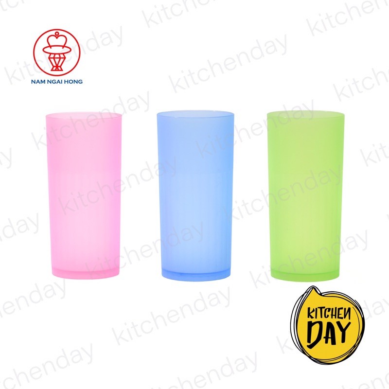 (ราคาต่อชิ้น/2 ไซส์/คละสี) แก้วน้ำพลาสติกสีขุ่น เนื้อหนา แก้วน้ำทรงยาว ตรากระเช้า NO.2001