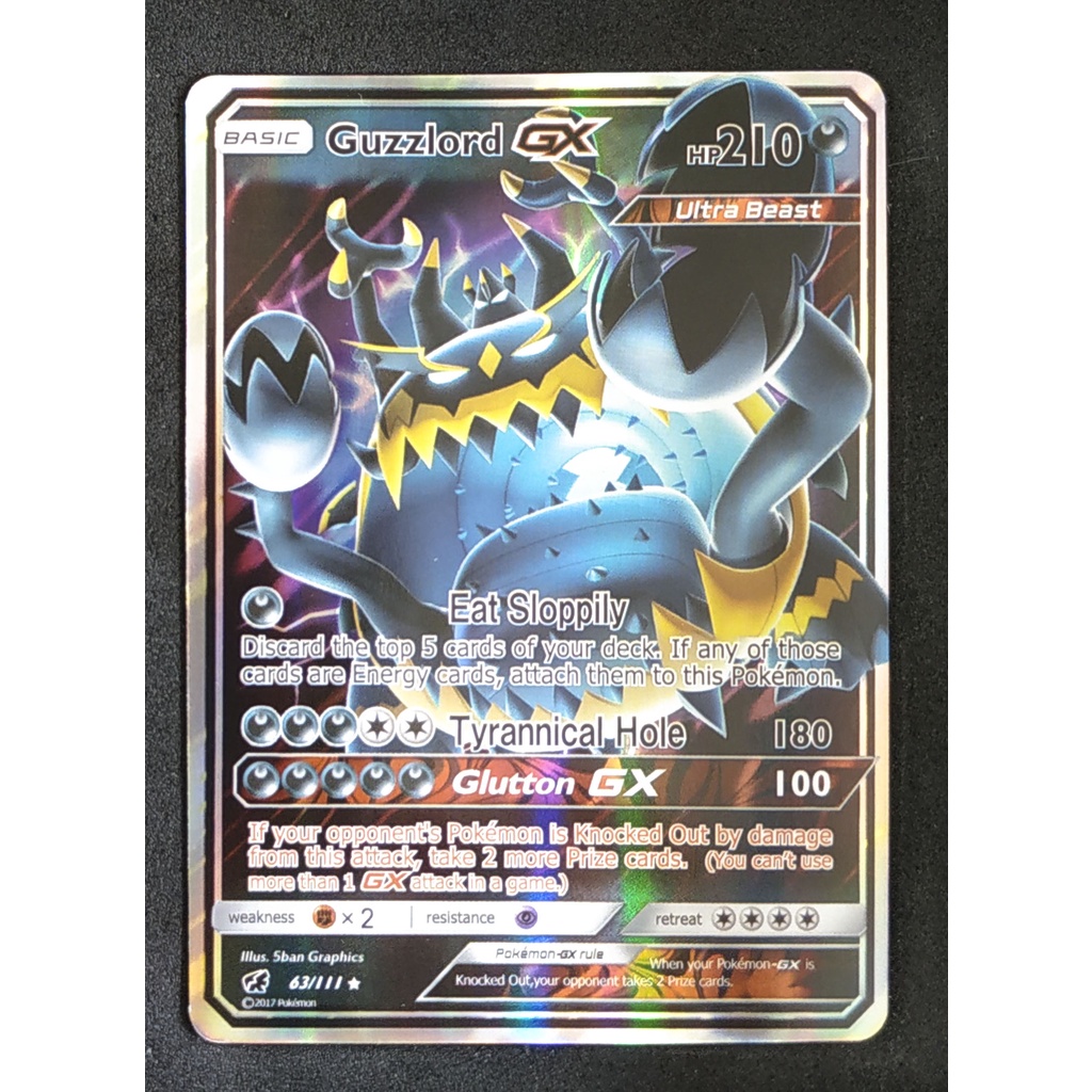 Guzzlord GX Card 63/111 อคูจิคิง Pokemon Card Gold Flash Light (Glossy) ภาษาอังกฤษ