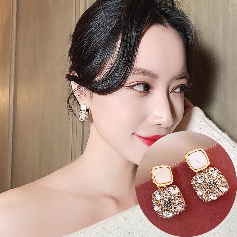 Bling Bling CZ เพทาย ผู้หญิง ต่างหูสตั๊ด ทรงสี่เหลี่ยม งานแต่งงาน หมั้น ปาร์ตี้ เจ้าสาว ต่างหู สาว เครื่องประดับ คุณภาพสูง