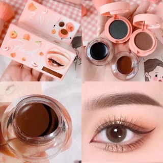 เซ็ตเจลเขียนคิ้ว+อายไลน์เนอร์ Kiss Beauty​ Peach Eyebrow &amp; Gel Eyeliner​ 2IN1