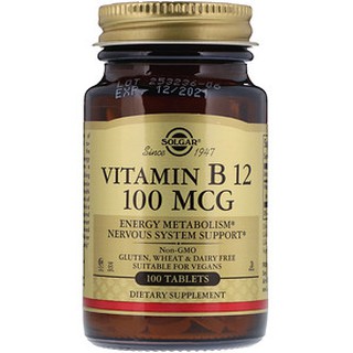 Free Shipping +++ Solgar, Vitamin B12, 100 mcg, 100 Tablets