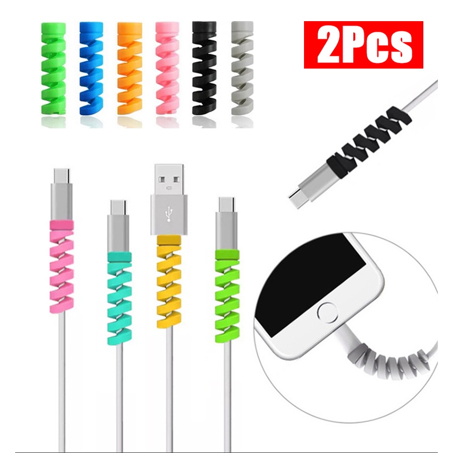 [2 ชิ้น] ที่กันสายชาร์จหัก Cable Protector หลากสี ราคาถูก ของพร้อมส่ง