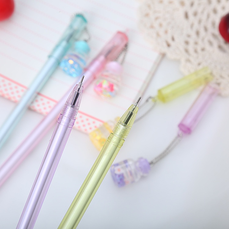4pcs【XJ1012】ปากกาเจล จี้รูปขวดน้ํา สําหรับนักเรียน 4 ชิ้น