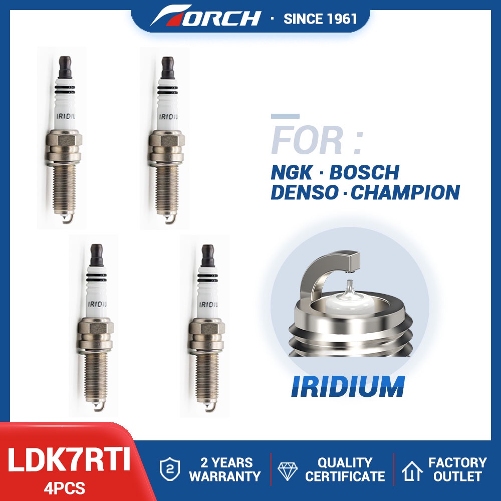 4PCS Iridium Spark Plugs TORCH LDK7RTI Replace for Denso ZXU22HPR8 SXU22HDR8 for 01651391 for YR6NPP