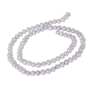 ลูกปัดมุกแท้ (Pearl) เม็ดกลม (Round) ขนาด 5 mm - (LZ-0257 สีม่วง)