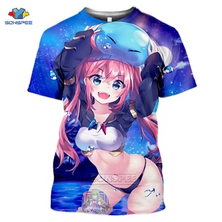 ROUND คอลูกเรือSonspee เสื้อยืดแขนสั้นลําลอง พิมพ์ลายอนิเมะ That Time I Got Reincarnated As A Slime 3d แฟชั่นฤดูร้อน สํา