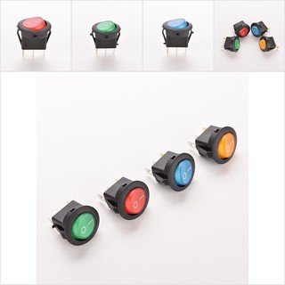 【MRDU】สวิตช์เปิด / ปิด 12V 16A LED DOT ROUND ROCKER SPST TOGGLE SWITCH สําหรับรถยนต์ เรืออัตโนมัติ 4 ชิ้น