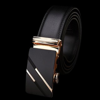 Jim Smitt เข็มขัดหนังผู้ชาย สายเข็มขัดหนังสีดำ - Mens genuine leather black belt NO.J007