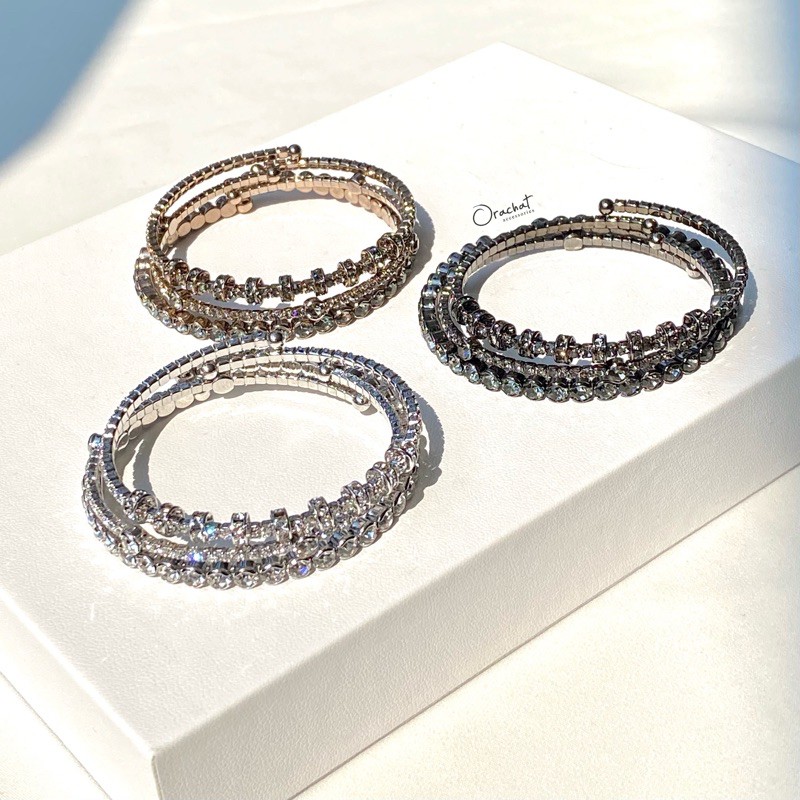 Rin 14k bangle set. (เซ็ตกำไลงานชุบบทองคำขาว คริสตัล Swa ทั้งวง)