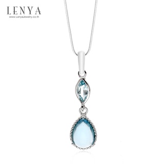 Lenya Jewelry จี้เงินแท้ ประดับบลูโทแพซ (Blue Topaz) รูปหยดน้ำสีฟ้าใส เป้าหมายชัดเจน อัญมณีประจำราศีธนู