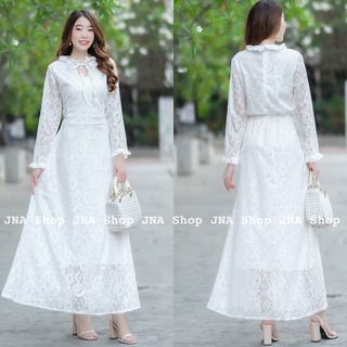 hbstation.shop เสื้อผ้าแฟชั่น Maxi Dress สีขาว พร้อมส่ง