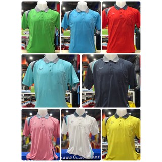 เสื้อโปโลเชิ้ตชาย แกรนสปอร์ต  12-471ผ้าT-SPUNสีฟ้าอมเขียว เหลือง แดง ชมพู กรม เขียว ขาว ฟ้า