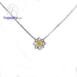 Finejewelthai-จี้บุษราคัม-บุษราคัม-จี้พลอย-พลอยประจำเดือนเกิด-Yellow-Sapphire-Silver-Pendant-Birthstone-P1058yl00e