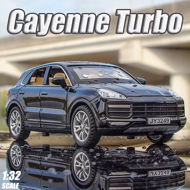 RUM1:32 Scale Porsche Cayenne รถรุ่น Light & Sound effect Die Cast รถรุ่นของเล่นสําหรับของเล่นเด็กสําหรับชายรถสําหรับชายสําหรับชายสําหรับชายคอลเลกชันรถ