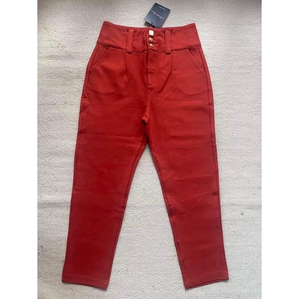 กางเกงขายาวผ้าเทพสีแดงเข้มๆ kimberly