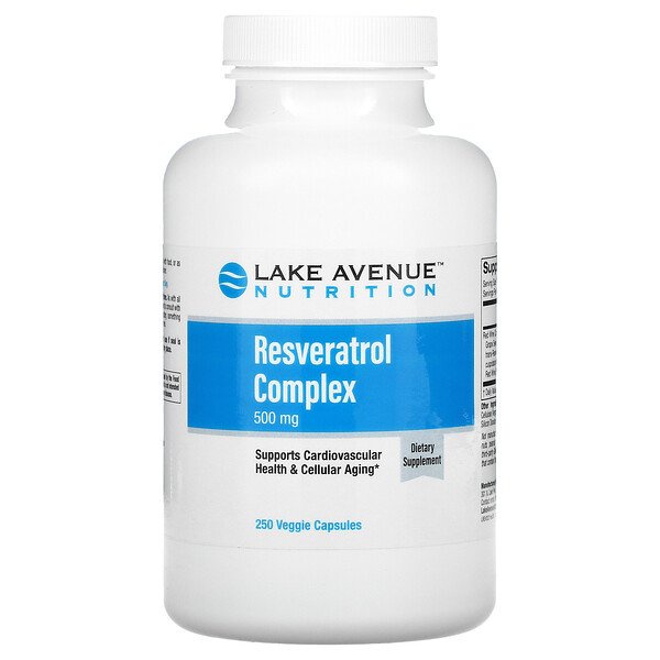 Lake Avenue Nutrition, Resveratrol Complex, 500 mg, 250 Veggie Capsules  พร้อมส่ง หมดอายุ 07/2024