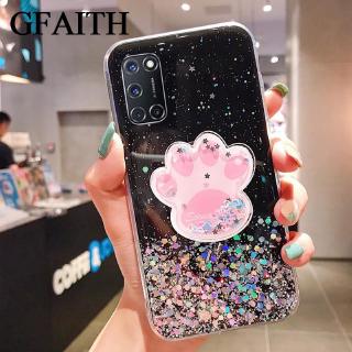 เคส เคส วีโว่19 เคสซิลิโคน Case Transparent Bling Soft Cover With Cat Claw Bracket ที่วางโทรศัพท์ เคสโทรศัพท์ Vivo V19