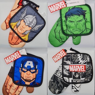 Miniso x Marvel ถุงมือป้องกันความร้อนพร้อมแผ่นรองหม้อ อุปกรณ์กันความร้อนกับตันอเมริกา ธอร์ ฮัค สไปเดอร์แมน