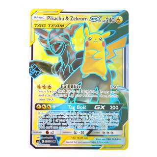 Pikachu &amp; Zekrom Tag Team GX Card 33/181sr พิคาชู &amp; เซครอม Pokemon Card Shining Series ภาษาอังกฤษ