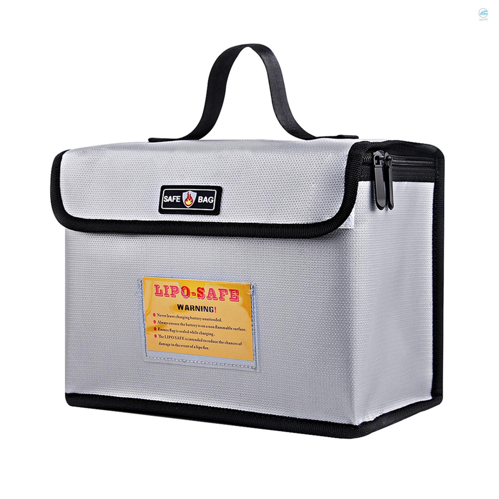 แบบพกพาทนไฟป้องกันการระเบิดแบตเตอรี่Lipo Guard Safe Bagพื้นที่ขนาดใหญ่สำหรับจัดเก็บแบตเตอรี่และชาร์จด้วยโลหะคู่ซิปกระเป๋า,260*130*190 มม
