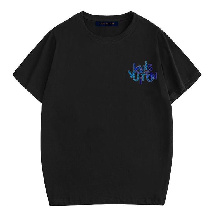 Lv เสื้อยืดแขนสั้น ผ้าฝ้าย พิมพ์ลาย แฟชั่นสําหรับผู้ชาย และผู้หญิงS-5XL