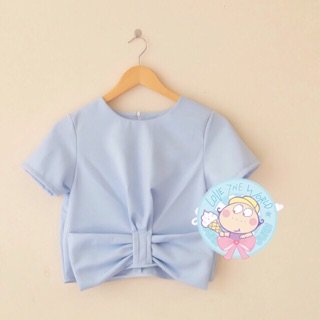 [Like New] เสื้อครอป BOW TOP สีฟ้า