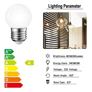 หลอดไฟ LED E27 1W 2W 3W G45 PC พลาสติก 220V สีขาวอบอุ่น ประหยัดพลังงาน 6 แพ็ค