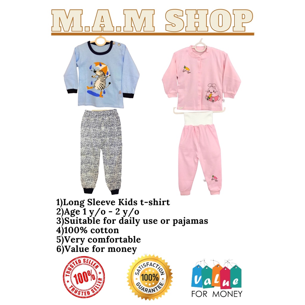 Kids Baby Long Sleeves T-Shirt 1y/o - 2y/o Best Quality Best Value For Money (ร้าน AM)