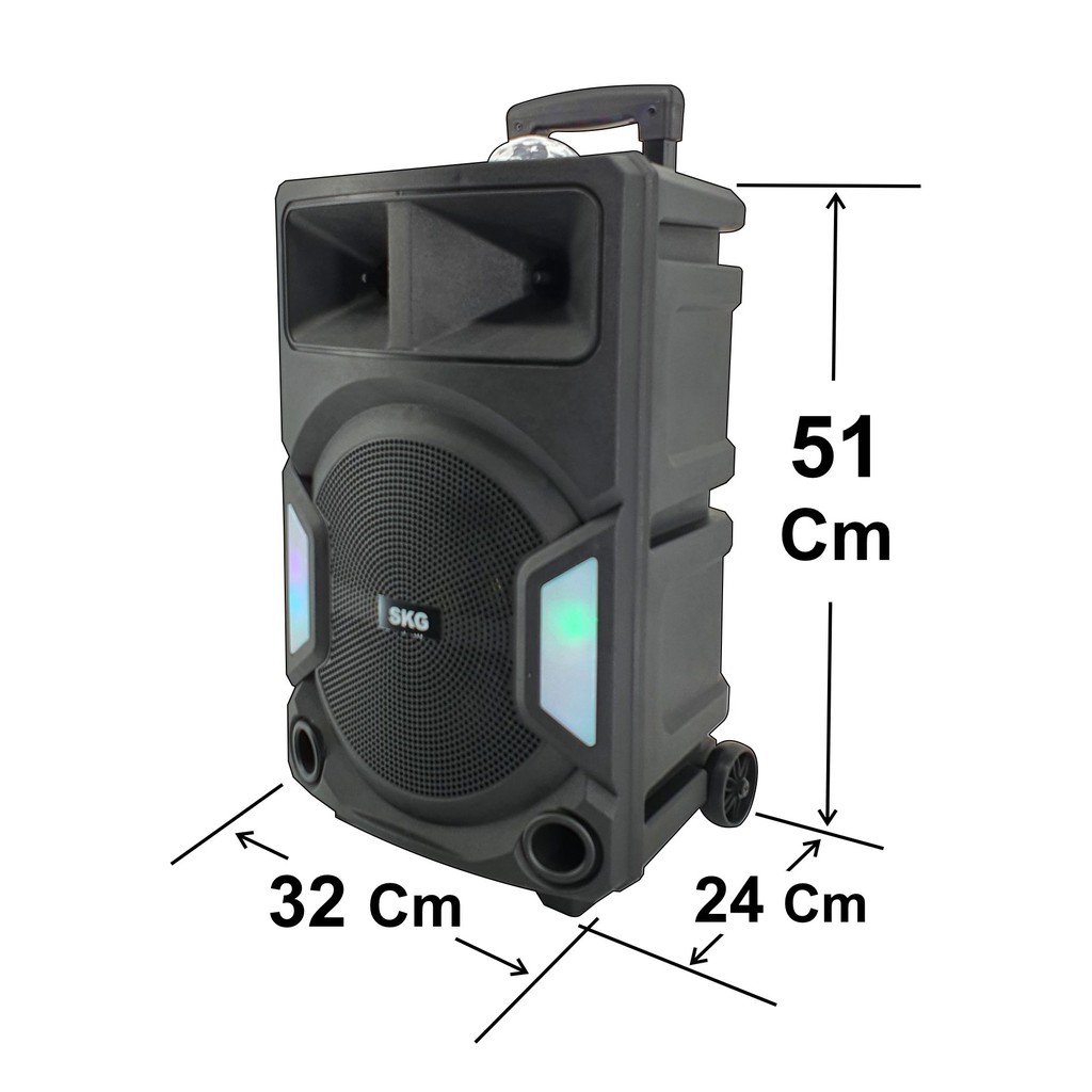 SKG ลำโพงล้อลาก 12 นิ้ว 6000 W ไฟวิบวับ ปิด-เปิดไฟได้ รุ่น AV-1000 BT12 สีดำ มีไมค์ลอยในตัว 1ตัว - รูปที่ 2