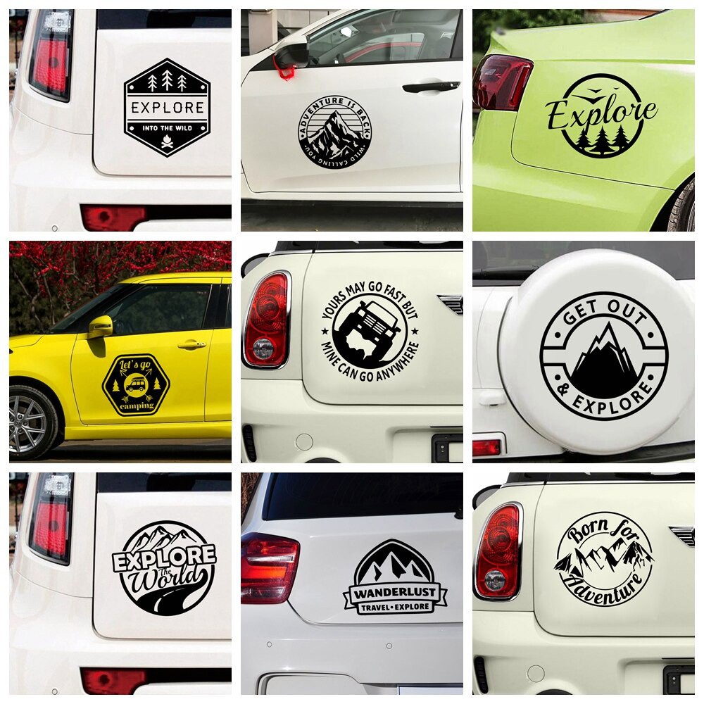 Fashion Travel Fräse Car Vinyl Sticker สติ๊กเกอร์ผจญภัย สําหรับหน้าต่างอัตโนมัติ ของตกแต่ง สติ๊กเกอร์ไวนิล รูปทรง จัดแต่งทรงผมในรถยนต์