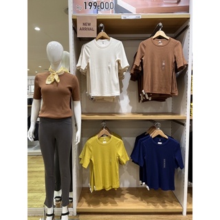 Uniqlo เสื้อยืด คอกลม แขนห้าส่วน สําหรับผู้หญิง