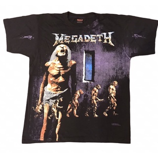 เสื้อยืดวง โอเวอร์ปริ้น OVP MEGADETH 90’ หน้าแก่ ผ้าฟอกนุ่มเก่า สวยมาก Size “ L