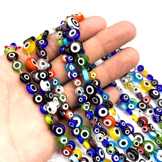 6mm/8mm/10mm Glazed Stone Evil Eye, ใช้ทำเครื่องประดับ DIY