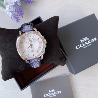 รุ่นใหม่ นาฬิกา Coach BOYFRIEND SIGNATURE BROWN SILVER TONE WATCH  ขนาด 34 mm.