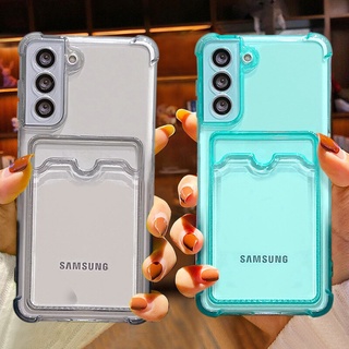 Card Wallet Clear Phone Case Samsung S21 Plus S20 FE S20 Ultra Note 20 Shockproof Soft Silicone Cover