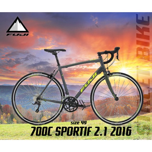 จักรยานเสือหมอบ size 49 cm Fuji sportif 2.1 citrus grey green แถมฟรีไฟหน้า-ท้าย (มีจัดส่งพร้อมขี่เป็
