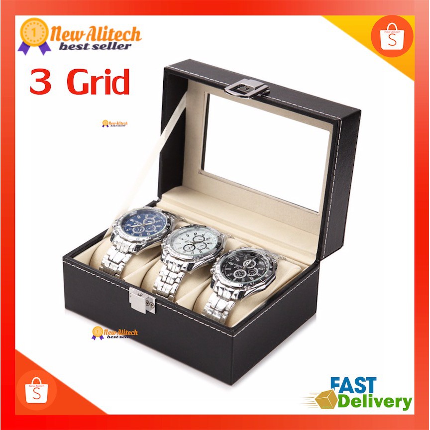 New Alitech C06 C08 Watch Box 3/6/10/12 Grid Leather Display Jewelry Case Organizer กล่องนาฬิกา กล่องเก็บนาฬิกาข้อมือ