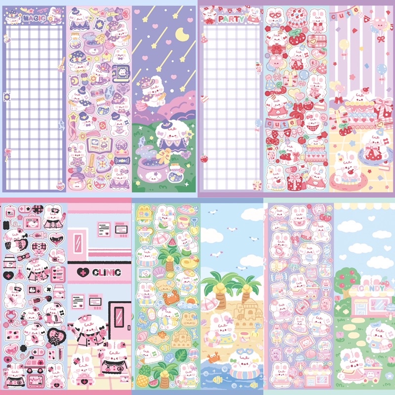 Fuffy Puppy Bunny Sticker สติกเกอร์น้องหมา น้องกระต่าย สติกเกอร์พร้อมส่ง สติ๊กเกอร์หมา กระต่าย ตกแต่งน่ารัก เคลือบด้าน