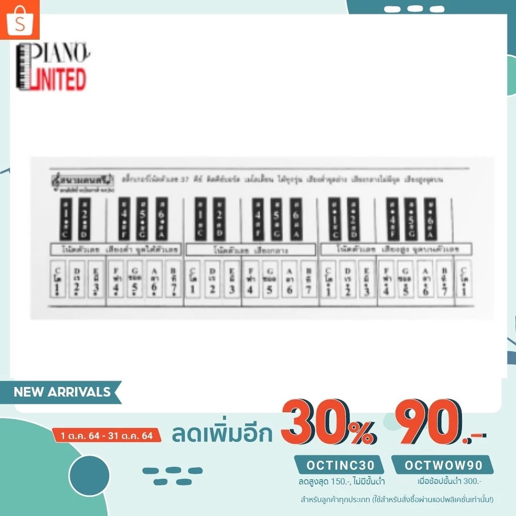 สติ๊กเกอร์โน้ต ใส ใช้ได้ทั้ง 27 , 32 และ 37 คีย์ เทคโนโลยีใหม่ 👍ตัวอักษรคมชัดกว่าเดิม🎉 ติดคียบอร์ด เมโลเดี้ยน ได้ทุกรุ่น