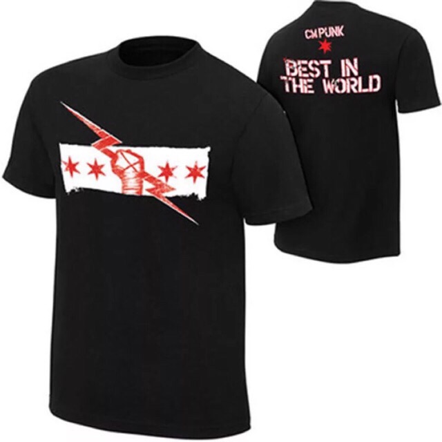 เสื้อยืด WWE Cm Punk สีดําแดง ‍ ️ ‍ ️ ‍ ️